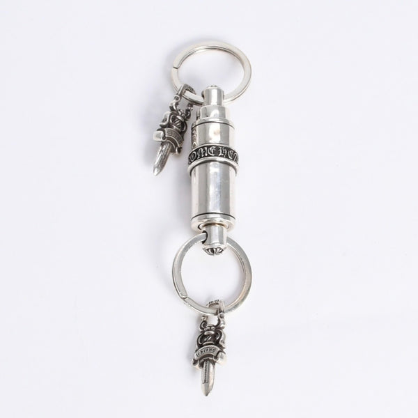 極美品 CHROME HEARTS クロムハーツ KEYRING VALET バレット キーリング キーチャーム 重量約85.08g ダガー シルバー925 中古 4a008233