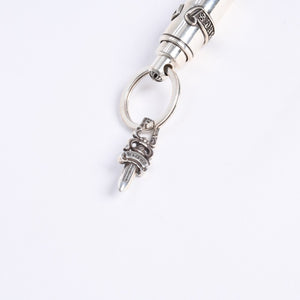 極美品 CHROME HEARTS クロムハーツ KEYRING VALET バレット キーリング キーチャーム 重量約85.08g ダガー シルバー925 中古 4a008233