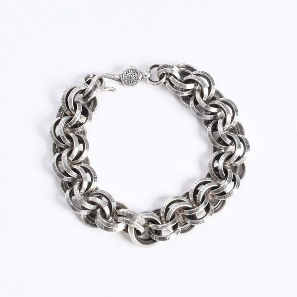 極美品 CHROME HEARTS クロムハーツ BRACELET DOUBLE B RING ダブルBリング ブレスレット 重量約78.57g 全長約23cm シルバー925 中古 4a008136