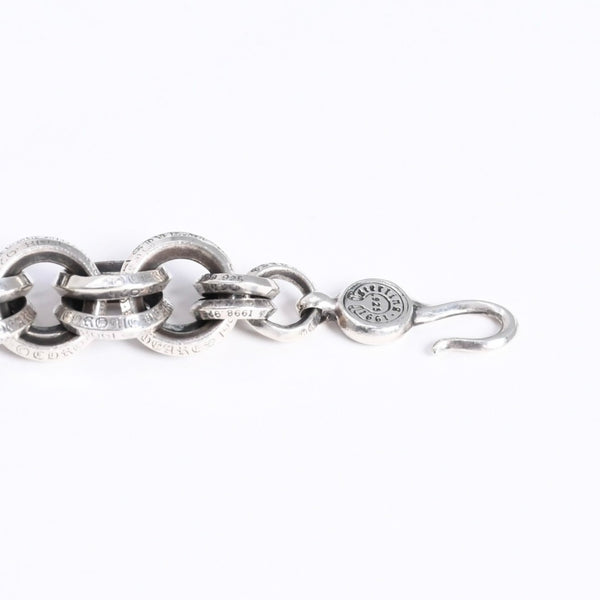 極美品 CHROME HEARTS クロムハーツ BRACELET DOUBLE B RING ダブルBリング ブレスレット 重量約78.57g 全長約23cm シルバー925 中古 4a008136