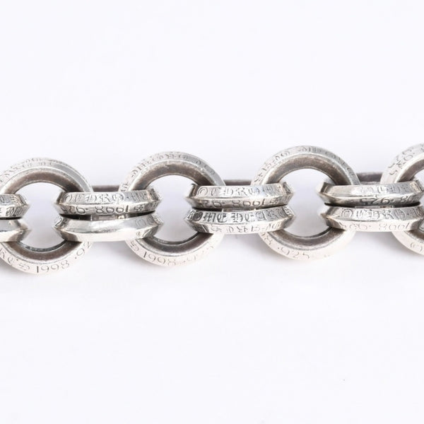 極美品 CHROME HEARTS クロムハーツ BRACELET DOUBLE B RING ダブルBリング ブレスレット 重量約78.57g 全長約23cm シルバー925 中古 4a008136