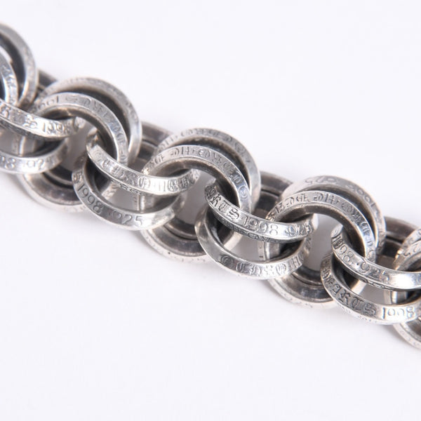 極美品 CHROME HEARTS クロムハーツ BRACELET DOUBLE B RING ダブルBリング ブレスレット 重量約78.57g 全長約23cm シルバー925 中古 4a008136