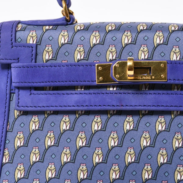新品同様 超激レア エルメス HERMES ミニケリー 20 フクロウ Owl ドブリス パープル ⚪︎T ゴールド金具 外縫い 2WAY ショルダーバッグ 中古 4a008237