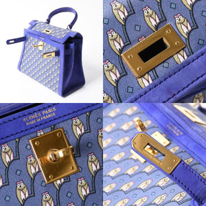 新品同様 超激レア エルメス HERMES ミニケリー 20 フクロウ Owl ドブリス パープル ⚪︎T ゴールド金具 外縫い 2WAY ショルダーバッグ 中古 4a008237