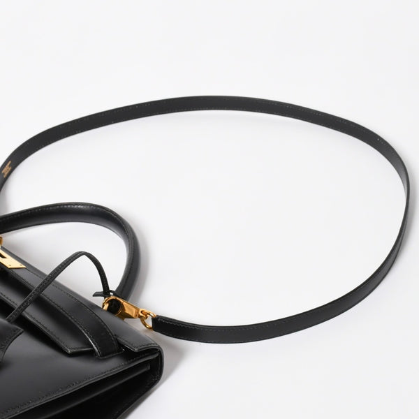 HERMES エルメス ケリー32 外縫い ブラック ⚪︎V刻印 ボックスカーフ ゴールド金具 ハンドバッグ 2WAY 美品 中古 4a008216