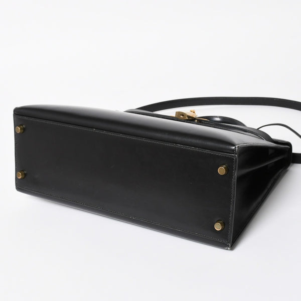 HERMES エルメス ケリー32 外縫い ブラック ⚪︎V刻印 ボックスカーフ ゴールド金具 ハンドバッグ 2WAY 美品 中古 4a008216