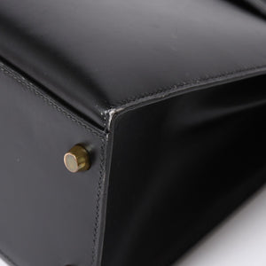 HERMES エルメス ケリー32 外縫い ブラック ⚪︎V刻印 ボックスカーフ ゴールド金具 ハンドバッグ 2WAY 美品 中古 4a008216