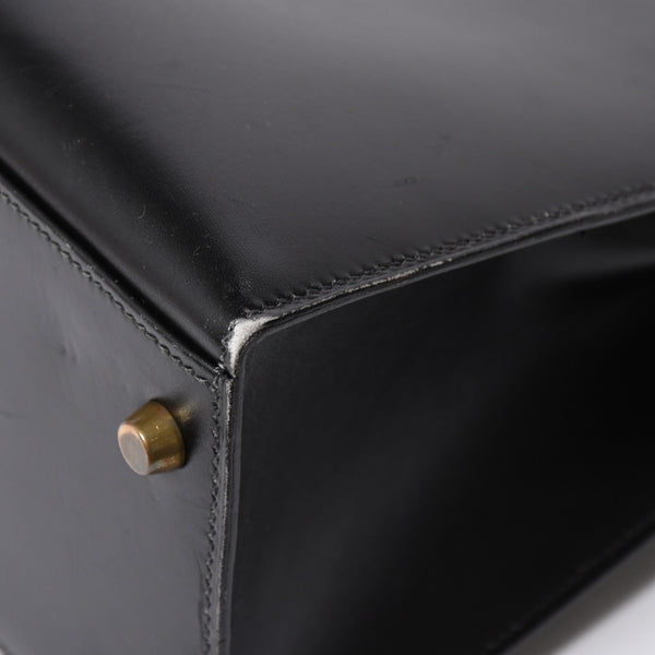 HERMES エルメス ケリー32 外縫い ブラック ⚪︎V刻印 ボックスカーフ ゴールド金具 ハンドバッグ 2WAY 美品 中古 4a008216