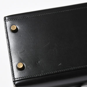 HERMES エルメス ケリー32 外縫い ブラック ⚪︎V刻印 ボックスカーフ ゴールド金具 ハンドバッグ 2WAY 美品 中古 4a008216