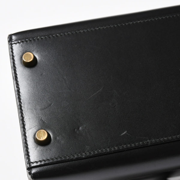 HERMES エルメス ケリー32 外縫い ブラック ⚪︎V刻印 ボックスカーフ ゴールド金具 ハンドバッグ 2WAY 美品 中古 4a008216