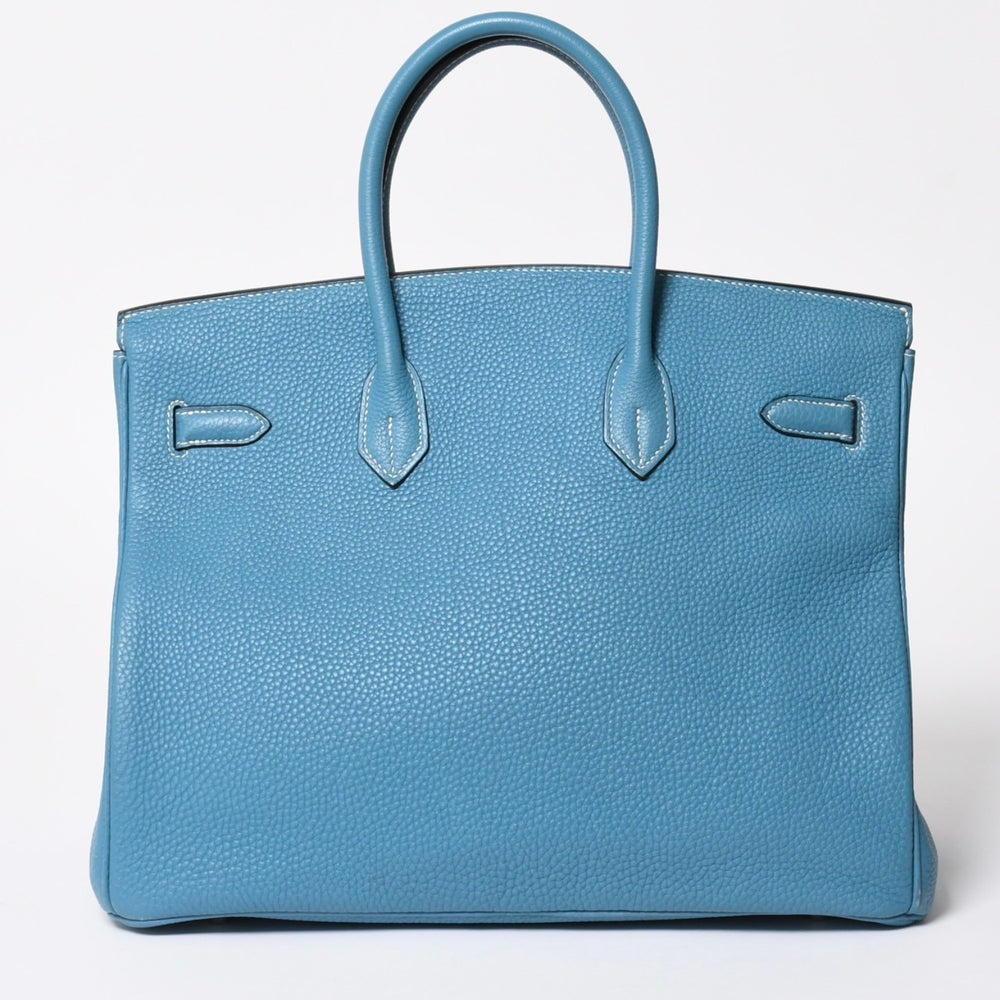 極美品 HERMES エルメス BIRKIN バーキン35 ブルージーン シルバー金具 トリヨンクレマンス ハンドバッグ □H刻印 中古 4a008214