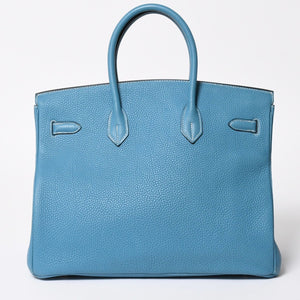 極美品 HERMES エルメス BIRKIN バーキン35 ブルージーン シルバー金具 トリヨンクレマンス ハンドバッグ □H刻印 中古 4a008214