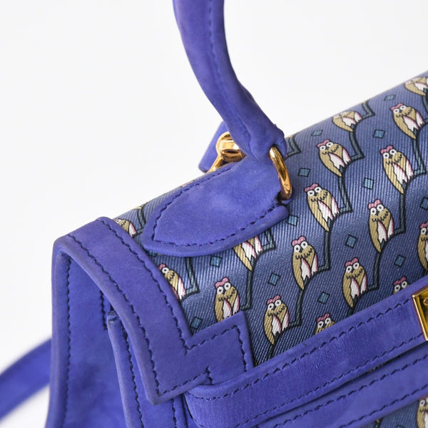 新品同様 超激レア エルメス HERMES ミニケリー 20 フクロウ Owl ドブリス パープル ⚪︎T ゴールド金具 外縫い 2WAY ショルダーバッグ 中古 4a008237