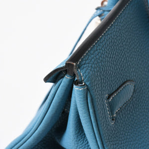 極美品 HERMES エルメス BIRKIN バーキン35 ブルージーン シルバー金具 トリヨンクレマンス ハンドバッグ □H刻印 中古 4a008214