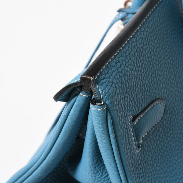 極美品 HERMES エルメス BIRKIN バーキン35 ブルージーン シルバー金具 トリヨンクレマンス ハンドバッグ □H刻印 中古 4a008214
