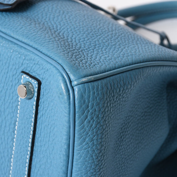 極美品 HERMES エルメス BIRKIN バーキン35 ブルージーン シルバー金具 トリヨンクレマンス ハンドバッグ □H刻印 中古 4a008214