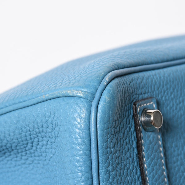 極美品 HERMES エルメス BIRKIN バーキン35 ブルージーン シルバー金具 トリヨンクレマンス ハンドバッグ □H刻印 中古 4a008214