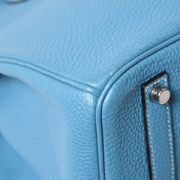 極美品 HERMES エルメス BIRKIN バーキン35 ブルージーン シルバー金具 トリヨンクレマンス ハンドバッグ □H刻印 中古 4a008214