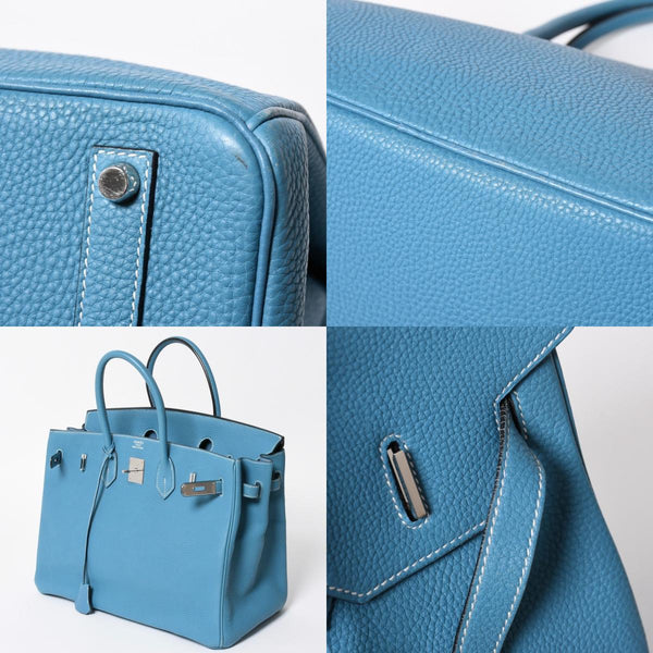 極美品 HERMES エルメス BIRKIN バーキン35 ブルージーン シルバー金具 トリヨンクレマンス ハンドバッグ □H刻印 中古 4a008214