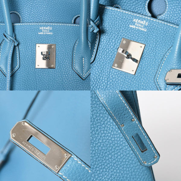 極美品 HERMES エルメス BIRKIN バーキン35 ブルージーン シルバー金具 トリヨンクレマンス ハンドバッグ □H刻印 中古 4a008214