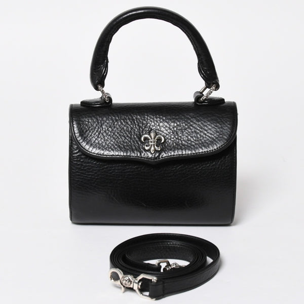 極美品 CHROME HEARTS クロムハーツ DOC ADAMS ドック アダムス 2WAYバッグ BSフレア装飾 ダガー レザー ブラック シルバー925 中古 4a008240