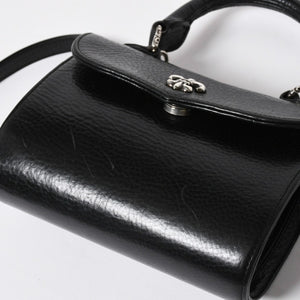 極美品 CHROME HEARTS クロムハーツ DOC ADAMS ドック アダムス 2WAYバッグ BSフレア装飾 ダガー レザー ブラック シルバー925 中古 4a008240