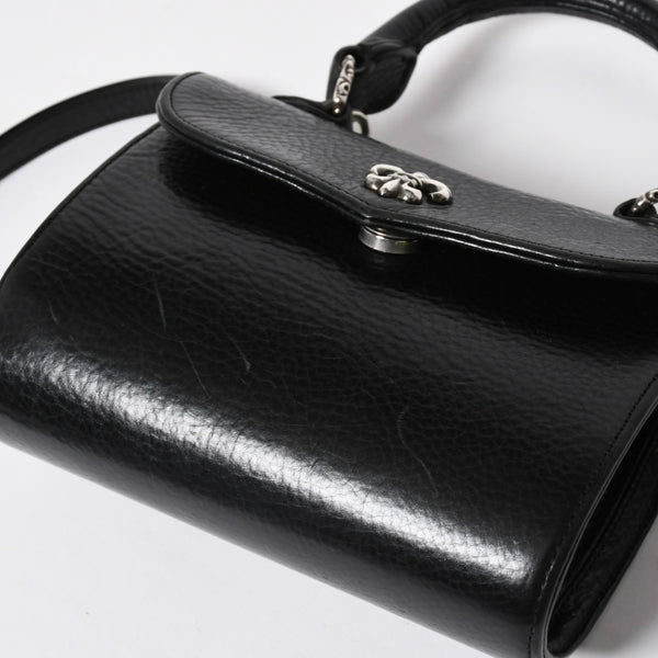 極美品 CHROME HEARTS クロムハーツ DOC ADAMS ドック アダムス 2WAYバッグ BSフレア装飾 ダガー レザー ブラック シルバー925 中古 4a008240