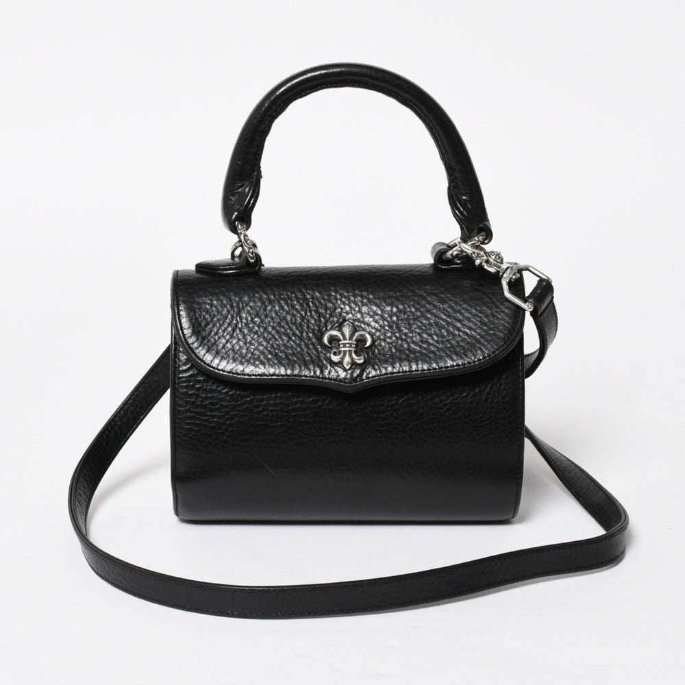 極美品 CHROME HEARTS クロムハーツ DOC ADAMS ドック アダムス 2WAYバッグ BSフレア装飾 ダガー レザー ブラック シルバー925 中古 4a008240