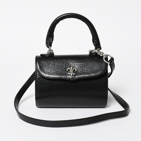 極美品 CHROME HEARTS クロムハーツ DOC ADAMS ドック アダムス 2WAYバッグ BSフレア装飾 ダガー レザー ブラック シルバー925 中古 4a008240