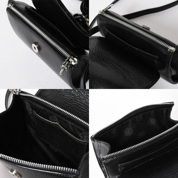 極美品 CHROME HEARTS クロムハーツ DOC ADAMS ドック アダムス 2WAYバッグ BSフレア装飾 ダガー レザー ブラック シルバー925 中古 4a008240