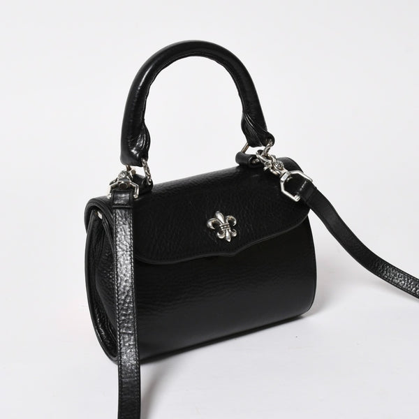 極美品 CHROME HEARTS クロムハーツ DOC ADAMS ドック アダムス 2WAYバッグ BSフレア装飾 ダガー レザー ブラック シルバー925 中古 4a008240