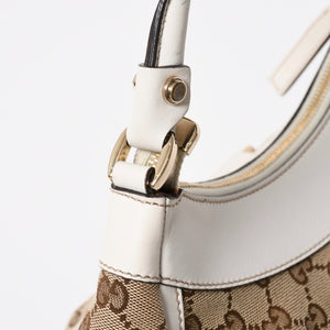 極美品 GUCCI グッチ ワンショルダーバッグ ハンドバッグ アビー 190525 001013 GGキャンバス レザー ホワイト ベージュ ゴールド金具 中古 4a008274