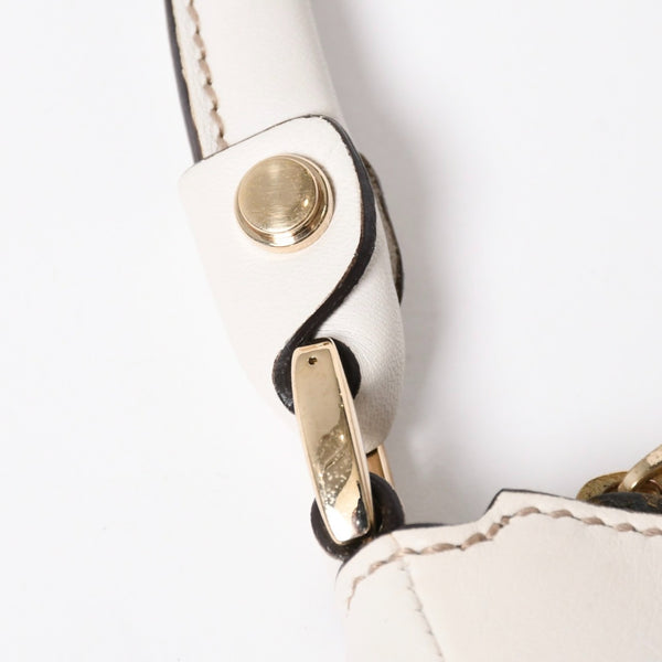 極美品 GUCCI グッチ ワンショルダーバッグ ハンドバッグ アビー 190525 001013 GGキャンバス レザー ホワイト ベージュ ゴールド金具 中古 4a008274