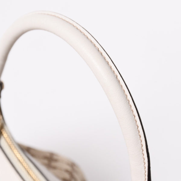 極美品 GUCCI グッチ ワンショルダーバッグ ハンドバッグ アビー 190525 001013 GGキャンバス レザー ホワイト ベージュ ゴールド金具 中古 4a008274