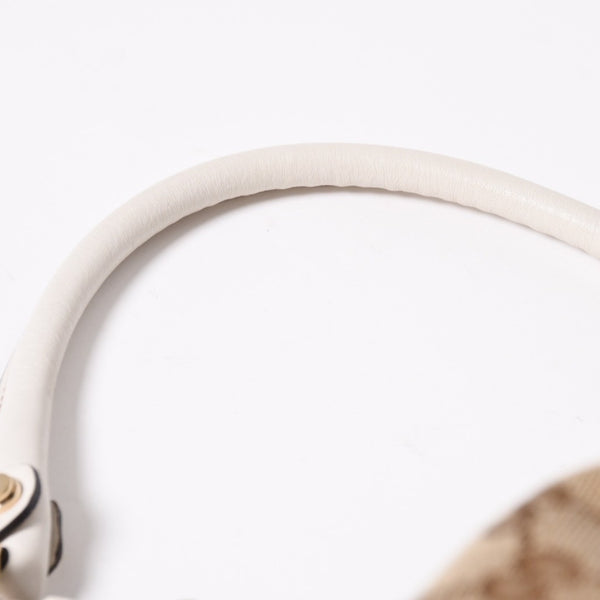 極美品 GUCCI グッチ ワンショルダーバッグ ハンドバッグ アビー 190525 001013 GGキャンバス レザー ホワイト ベージュ ゴールド金具 中古 4a008274