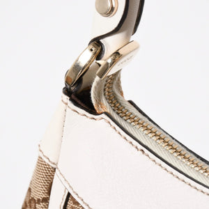 極美品 GUCCI グッチ ワンショルダーバッグ ハンドバッグ アビー 190525 001013 GGキャンバス レザー ホワイト ベージュ ゴールド金具 中古 4a008274