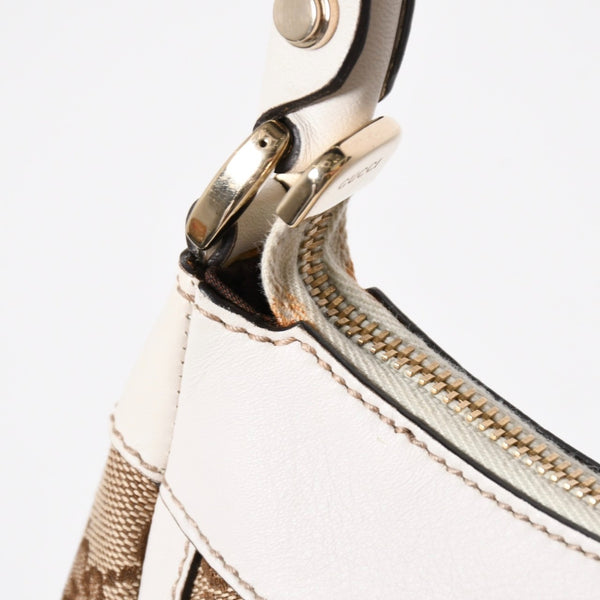 極美品 GUCCI グッチ ワンショルダーバッグ ハンドバッグ アビー 190525 001013 GGキャンバス レザー ホワイト ベージュ ゴールド金具 中古 4a008274