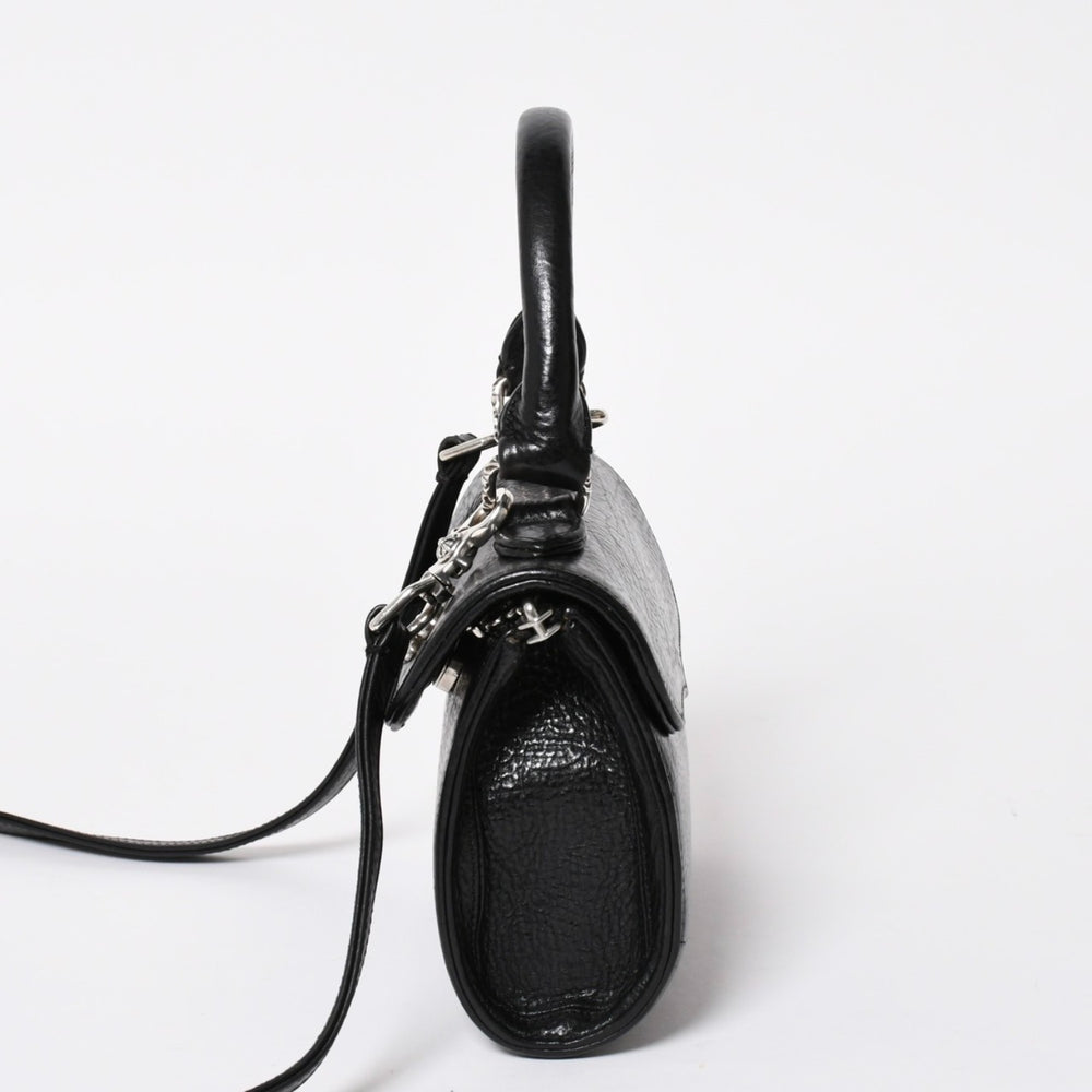 極美品 CHROME HEARTS クロムハーツ DOC ADAMS ドック アダムス 2WAYバッグ BSフレア装飾 ダガー レザー ブラック シルバー925 中古 4a008240