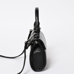 極美品 CHROME HEARTS クロムハーツ DOC ADAMS ドック アダムス 2WAYバッグ BSフレア装飾 ダガー レザー ブラック シルバー925 中古 4a008240