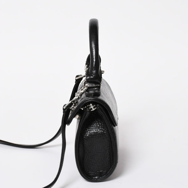 極美品 CHROME HEARTS クロムハーツ DOC ADAMS ドック アダムス 2WAYバッグ BSフレア装飾 ダガー レザー ブラック シルバー925 中古 4a008240