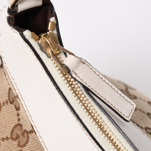 極美品 GUCCI グッチ ワンショルダーバッグ ハンドバッグ アビー 190525 001013 GGキャンバス レザー ホワイト ベージュ ゴールド金具 中古 4a008274
