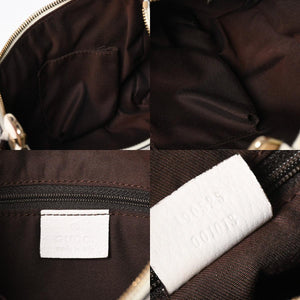 極美品 GUCCI グッチ ワンショルダーバッグ ハンドバッグ アビー 190525 001013 GGキャンバス レザー ホワイト ベージュ ゴールド金具 中古 4a008274