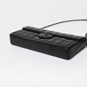 極美品 CHANEL シャネル イーストウエスト チェーンショルダーバッグ 6番台 ココマーク チョコバー ラムスキン ブラック 中古 4a008247