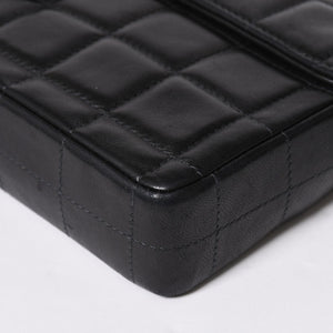 極美品 CHANEL シャネル イーストウエスト チェーンショルダーバッグ 6番台 ココマーク チョコバー ラムスキン ブラック 中古 4a008247