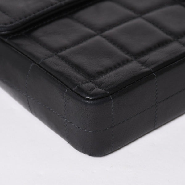 極美品 CHANEL シャネル イーストウエスト チェーンショルダーバッグ 6番台 ココマーク チョコバー ラムスキン ブラック 中古 4a008247