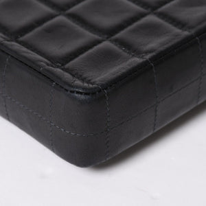 極美品 CHANEL シャネル イーストウエスト チェーンショルダーバッグ 6番台 ココマーク チョコバー ラムスキン ブラック 中古 4a008247