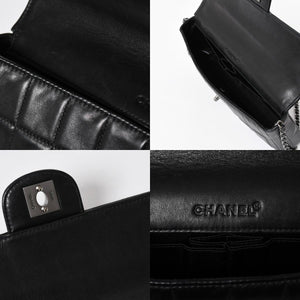 極美品 CHANEL シャネル イーストウエスト チェーンショルダーバッグ 6番台 ココマーク チョコバー ラムスキン ブラック 中古 4a008247