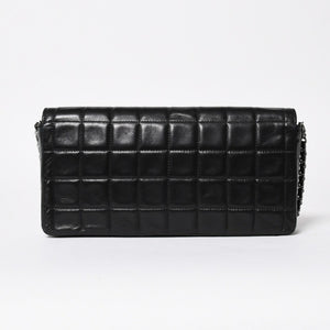 極美品 CHANEL シャネル イーストウエスト チェーンショルダーバッグ 6番台 ココマーク チョコバー ラムスキン ブラック 中古 4a008247