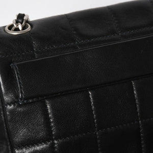 Very Good Condition CHANEL Chocolate Bar Chain Shoulder Bag A2000 6th Series Coco Mark Lambskin Black Silver Hardware Used 4a008248