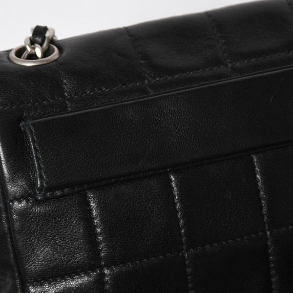 Very Good Condition CHANEL Chocolate Bar Chain Shoulder Bag A2000 6th Series Coco Mark Lambskin Black Silver Hardware Used 4a008248